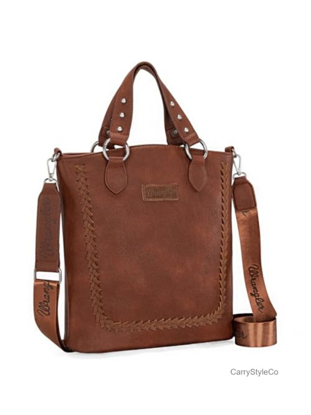 Large Vegan Leather Crossbody Tote Bag with Guitar Strap